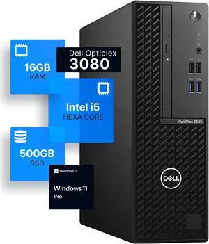 Dell Optiplex 3080 Desktop Computer | Intel i5-10500 (3.2) | 16GB DDR4 RAM | 500GB SSD Solid State | Windows 11 Professional  | Home or Office PC
