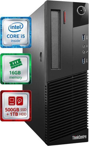 Lenovo ThinkCentre M93p Small Desktop Computer (SFF)  | Quad Core Intel i5 (3.8GHz Turbo) | 16GB DDR3 RAM | 500GB SSD Solid State + 1TB | WiFi-5G + Bluetooth | Win 10 Pro | Home or Office PC