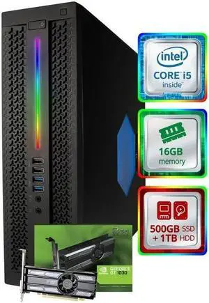 HP Prebuilt RGB Gaming Desktop Computer | Intel i5-6500 + GeForce GT 1030 2GB GPU | 1080p Gaming PC | 16GB DDR4 RAM | 500GB SSD + 1TB HDD | Wi-Fi 5G + Bluetooth | Windows 10 Pro