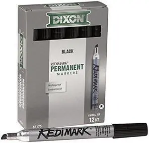 Dixon Ticonderoga 87170 Redimark Chisel Point Permanent Marker Chisel Marker Point Style - Black Ink - 1 Each