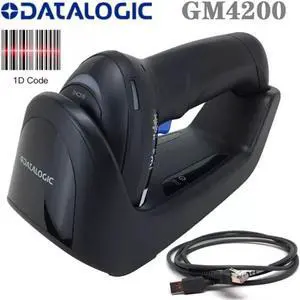 Datalogic GM4200-BK-433K1 Wireless 1D USB Barcode Scanner w Cradle & Cable