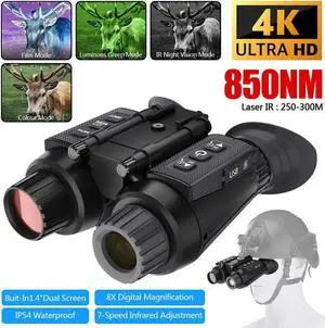 NV8000 3D Night Vision Binoculars Goggles 1080P Head Mount Infrared Night Vision