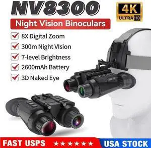 NV8300 Infrared Night Vision Binoculars 4K UHD 3D Goggles 8X Digital Zoom 300M