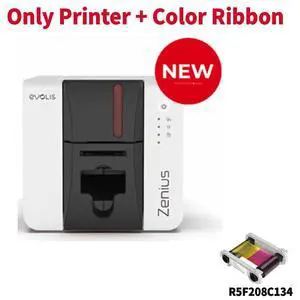 Evolis Zenius 2 Classic Single Side Fire Red Photo ID Card Printer With USB Port Card Printer+Color Ribbon