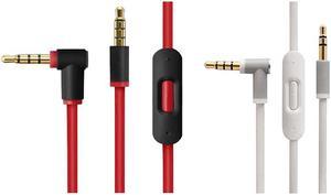 2X Remote Talk Audio Cable For Beats Studio, Executive, Mixer, Solo HD, Wireless, And Pro Headphones(White&Black+Red)