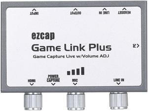 Game Link Plus Game Video Capture Box 1080P Capture Card Maximum Support 2160P HD Video Input/Output w/ Volume Adjustment Knobs