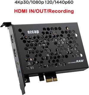 Ezcap 4K@30fps 1080p@120fps Live Streaming HDMI PCI-E for PS4,PS5,XBOX Camcorder Camera Game Record Video Capture Card Line In