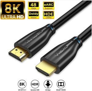 HDMI 2.1 Soft PVC 4.92Ft / 1.5M HDMI2.1 AM to AM Cable 8K@60Hz 4K@120Hz Ultra High-Speed 48Gbps 28AWG Dynamic HDR for Apple TV PS4 PS5 8K TV HDTV Projectors