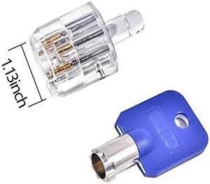 7 Pin Plum Lock Cylinder Transparent Tubular Lock Visible Pick Cutaway Practice View Padlock Training Skill for Locksmith