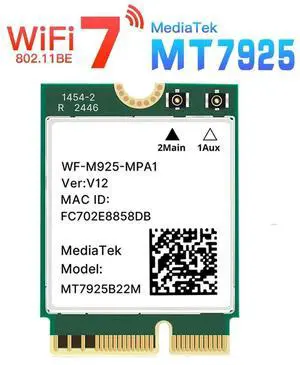 WiFi 7 MT7925 Network Card Bluetooth 5.3 M.2 NGFF Wireless Adapter 5400Mbps Tri Band 2.4G 5G 6GHz Wifi7 Lan Card For Win 10/11