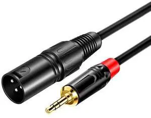 3.5mm 1/8" Inch TRS Stereo To XLR Male Interconnect Audio Cable for professional recording studios live performances schools 10FT