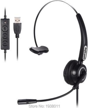 USB Headset Corded Call Center Headphone with Noise-Canceling Mic and Volume Control and Mute Switch for Software,Mac, PC etc