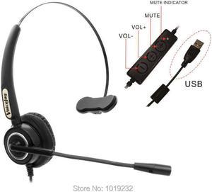 Call center headset with microphone USB plug headphone for computer and PC Volume control and Mute Switch