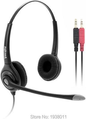 Dual 3.5mm plug headphone call center headset,computer laptop notebook headset with QD (Quick Disconnect) cable