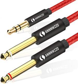 1Pcs 3.5mm to Double 6.35mm Dual Adapter Jack Audio Cable for Mixer Amplifier Guitar Male to Male Audio Cable