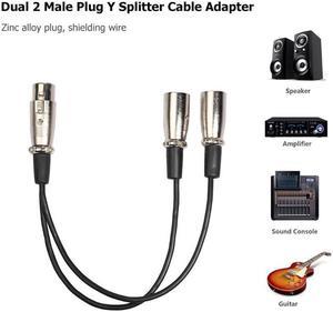 1Pcs 3pin XLR Female Jack to Dual 2 Male Plug Y Splitter Cable Adapter/6.35mm Strait to 90 Degree Audio Cable