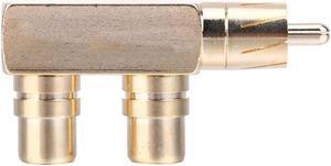 1Pcs Gold Plated RCA Audio Splitter Plug Male to 2 RCA Female Right Angle Audio Plug Splitter Adapter Converter Connector