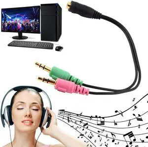 1Pcs Universal 3.5mm 2 In 1 Earphone Audio Adapter Cable Female To Dual Male Extension Cord Y Splitter For Phone PC MP3 MP4