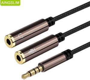 1Pcs 3.5mm Jack Audio Splitter Cable Earphone Splitter Tow In One audio line Aux Microphone and Headphones adapter for Phone iPad