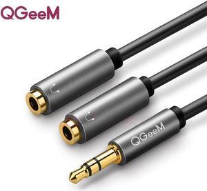 1Pcs QGEEM Headphone Splitter Audio Cable 3.5mm Male to 2 Female Jack 3.5mm Splitter Adapter Aux Cable for iPhone Samsung MP3 Playe