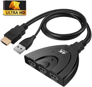 1Pcs HDMI Switch 3x1 4K 3 Port 4K HDMI Splitter Adapter with Pigtail Cable 1.4b Supports Full HD 4K 1080P 3D Player