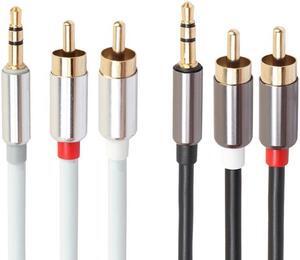 1Pcs 3.5mm Male to 2 RCA Male Audio Cable Aluminum Alloy Shell Audio Adapter Converter Splitter Cables Cord Wire Line for Amplifier