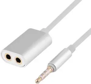 1Pcs 3.5mm TRRS Male to Dual 3.5mm Female Stereo Audio Earphone Splitter Adapter Cable cord wire line