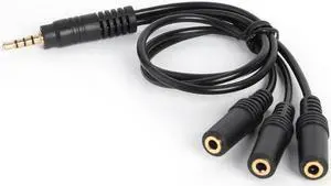 1Pcs 3.5mm 4 Pole Plug to 3 Way Stereo Audio Headphone Splitter Adapter Cable AUX AV Audio Extension Wire Cord For MP3 MP4 PC phone
