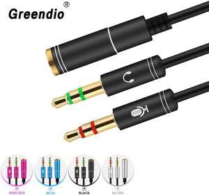 1Pcs Greendio Splitter Headphone for Computer 3.5mm Female to 2 Male 3.5mm Mic Audio Y Splitter Cable Headset to PC Adapter