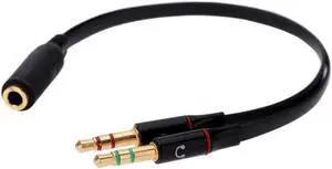 1Pcs Top Deals Black 3.5mm Y Splitter 2 Jack Male to 1 Female Headphone Mic Audio Adapter DI3K
