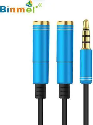1Pcs Binmer 3.5mm 1 to 2 Dual Y Splitter Cable Adapter Earphone Headphone JackJ02T