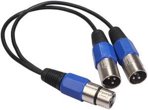 1Pcs 0.3m 1ft 3pin XLR Female to Dual 2 Male Plug Y Splitter Cable Adapter Wire