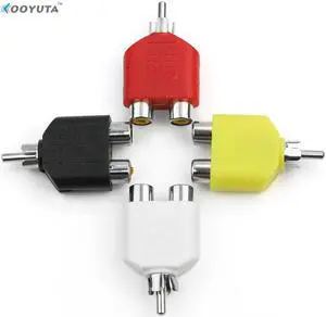1Pcs 4 x RCA Jack Y Splitter Plug Adapter 1 Male to 2 Female For Audio Video AV TV Cable Converter Durable random colors