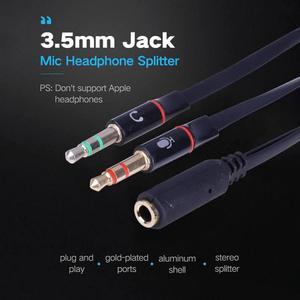 1Pcs 3.5mm Female to 2 Male 3.5mm Audio Cable Universal Splitter with Mic Adapter for PC Laptop Smartphone Earphones Headphone