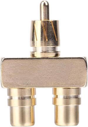 1Pcs Copper Gold Plated RCA AV Audio Video Splitter Plug Adapter 1 Male to 2 Female Converter Connector