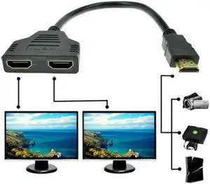 1Pcs HIPERDEAL 1080P HDMI Port Male to 2 Female 1 In 2 Out Splitter Cable Adapter Converter