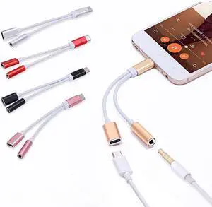 1Pcs 2 In 1 Type C To 3.5mm Earphone Aux Jack Charging Audio Headphone Charger Splitter Adapter for Huawei P30 Xiaomi Mi8 Samsung S10