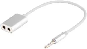 1Pcs 3.5mm TRRS Male to Dual 3.5mm Female Stereo Audio Earphone Splitter Adapter Converter Cable AUX Splitter Adapter