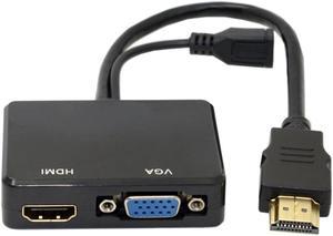 1Pcs Zihan HDMI to VGA & HDMI Female Splitter with Audio Video Cable Converter Adapter For HDTV PC Monitor