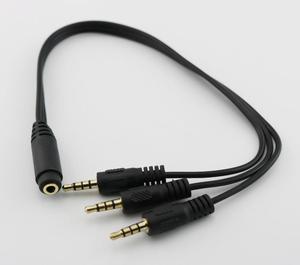 10pcs Gold Plated 3.5mm TRRS Stereo Female 4 Pole Jack to 3x 1/8" Male Plug Audio Headphone Adapter Splitter Cable 30cm/1ft