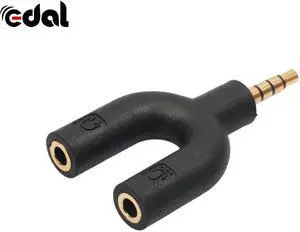 1Pcs 3.5mm Protable Stereo Audio Male to 2 Female Headset Mic TRRS Y Splitter Adapter