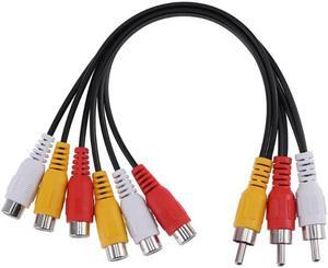 1Pcs 25cm 3 RCA Male to 6 RCA Female Plug Audio Video AV Cable Adapter RCA Jack Splitter Cable Extension AV Cord For TV DVD