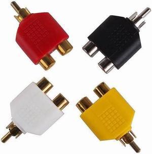 1Pcs 10 Pieces/Lot 1 Male To 2 Female RCA AV Audio Y Splitter Plug Adapter