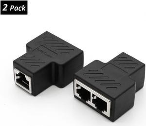 2PCS RJ45 Splitter Connectors 1 to 2 Port Female CAT 5/CAT 6 LAN Ethernet Socket Connector Adapter for Computer Laptop PC