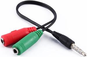 1Pcs 3.5mm Stereo Audio Plug 1 Male to 2 Female Adapter Cable Y Splitter Microphone and Headphone Jack Cord