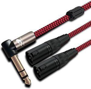 1Pcs Stereo 1/4" TRS 6.35mm Jack to 2 XLR Male Audio Cable For Microphone Mixer Consoles Amplifier Y Splitter Adapter