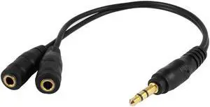 1Pcs 23 cm 3.5 mm dual connector plug male female adapter jack stereo audio cable