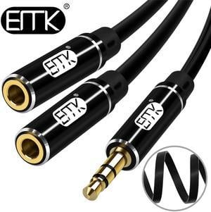1Pcs EMK 3.5mm Aux splitter cable 1 male to 2 female audio cable Headphone Splitter audio extension cable Adapter 3.5 jack for MP3/4