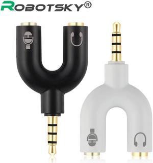 1Pcs U Type 3.5mm Jack Plug Headset Audio AUX Mic Converter Adapter 1 Male to 2 Female Audio U Splitter Cable For Earphone Laptop