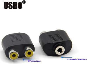 1Pcs one min two 3.5mm female to 2RCA female 3.5 to double lotus audio adapter Splitter